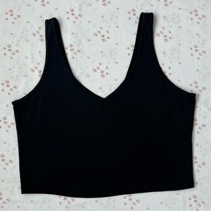 Hollister Black Seamless Fabric Crop V-neck Tank